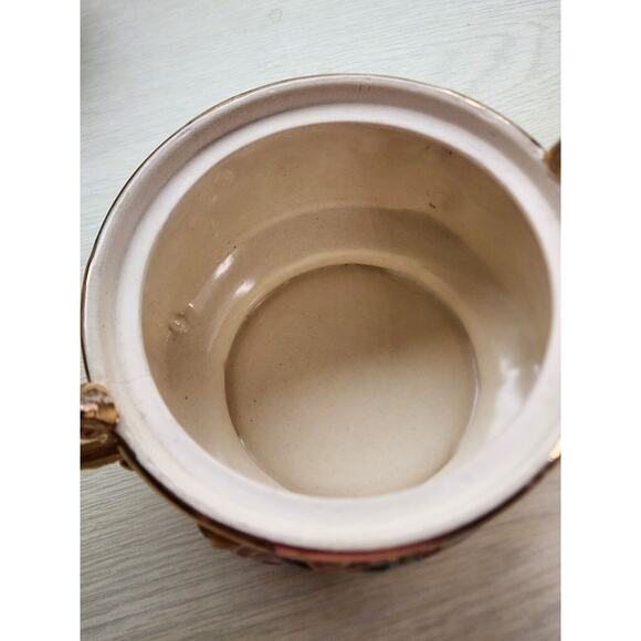 Bowl & Lid-Gold Trim-Japanese Inspired Summer Scenes-3D Embossed-Colorful-Footed - Picture 4 of 16